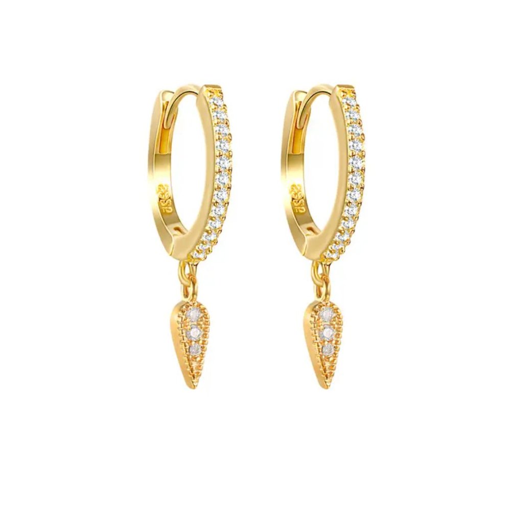 Huggies Pave Huggies Gold High Quality Pave Spike Huggies Dainty Earrings CUTE!!